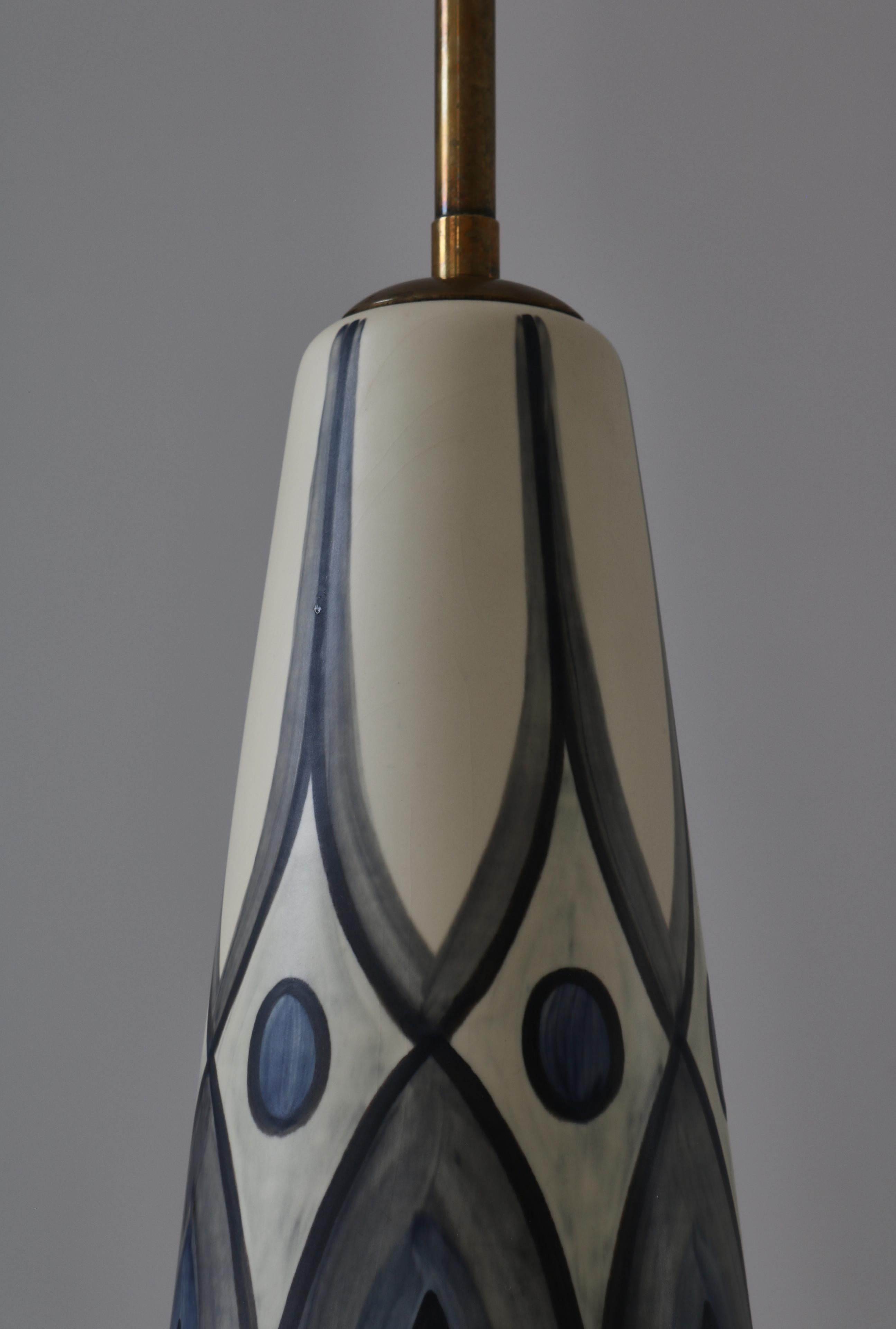 Große blaue Stehlampe aus Keramik von Rigmor Nielsen für Søholm, 1960er Jahre, Dänische Moderne (Skandinavische Moderne) im Angebot