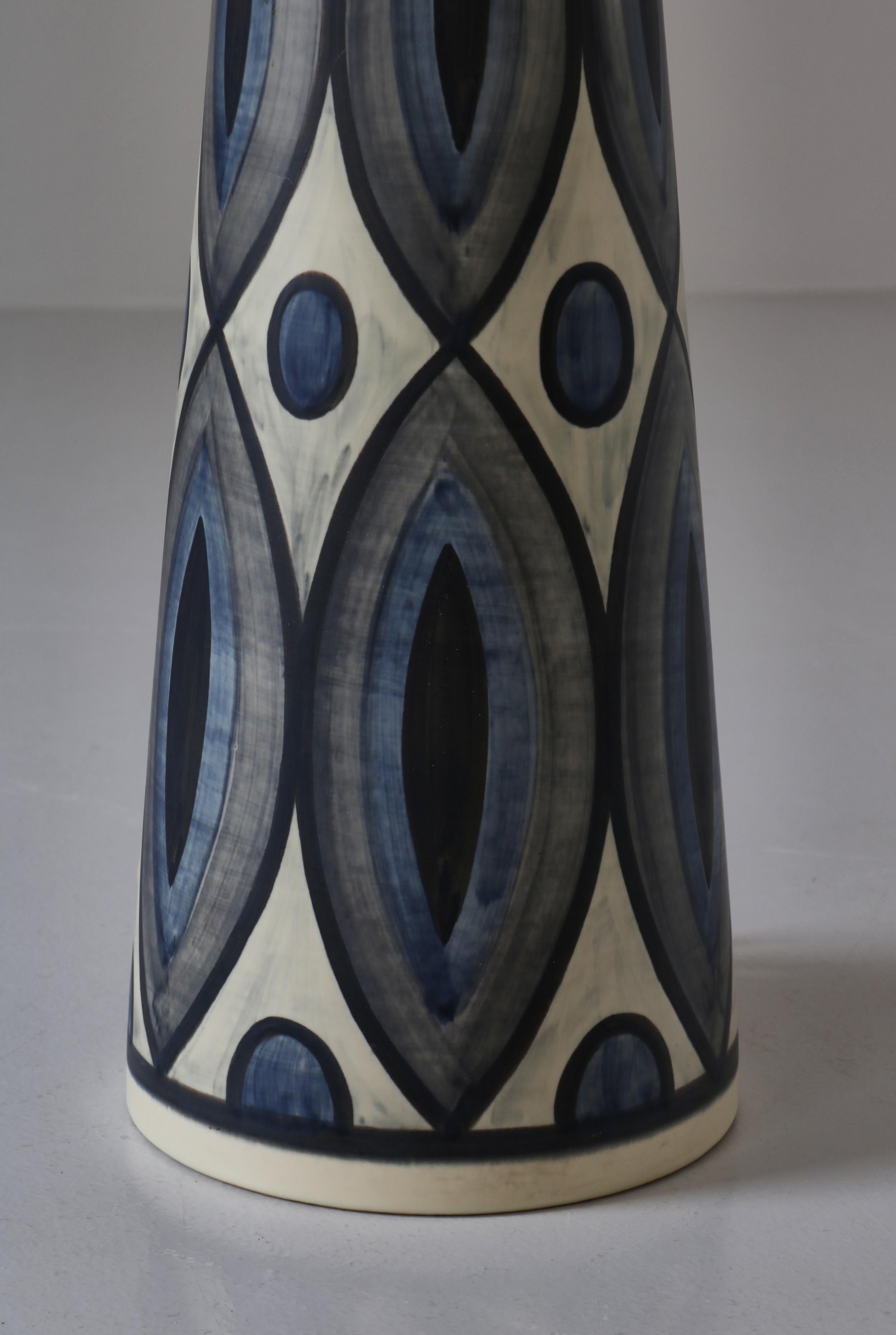 Scandinavian Modern Large Blue Ceramic Floor Lamp by Rigmor Nielsen for Søholm, 1960s, Danish Modern For Sale