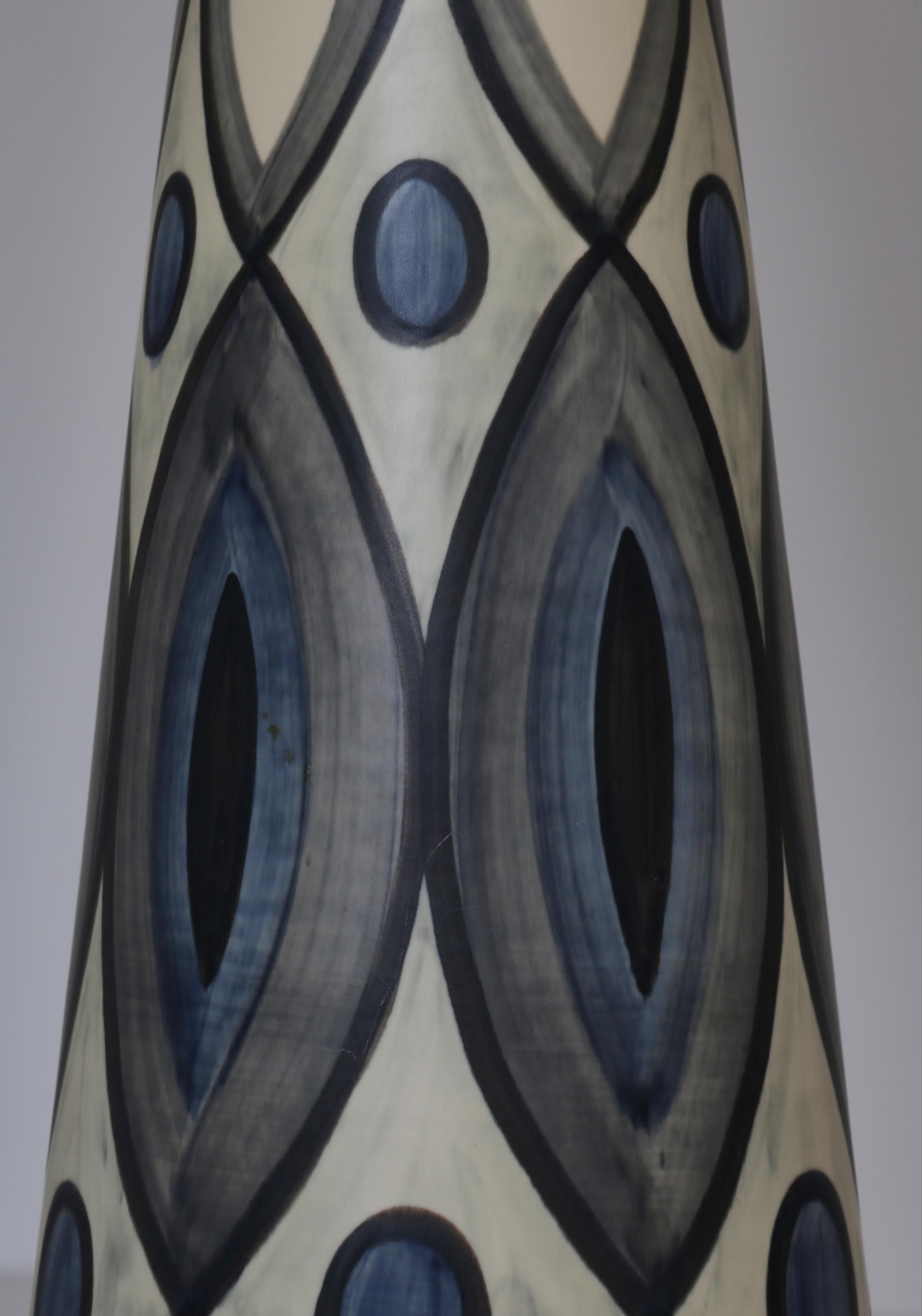 Large Blue Ceramic Floor Lamp by Rigmor Nielsen for Søholm, 1960s, Danish Modern For Sale 1