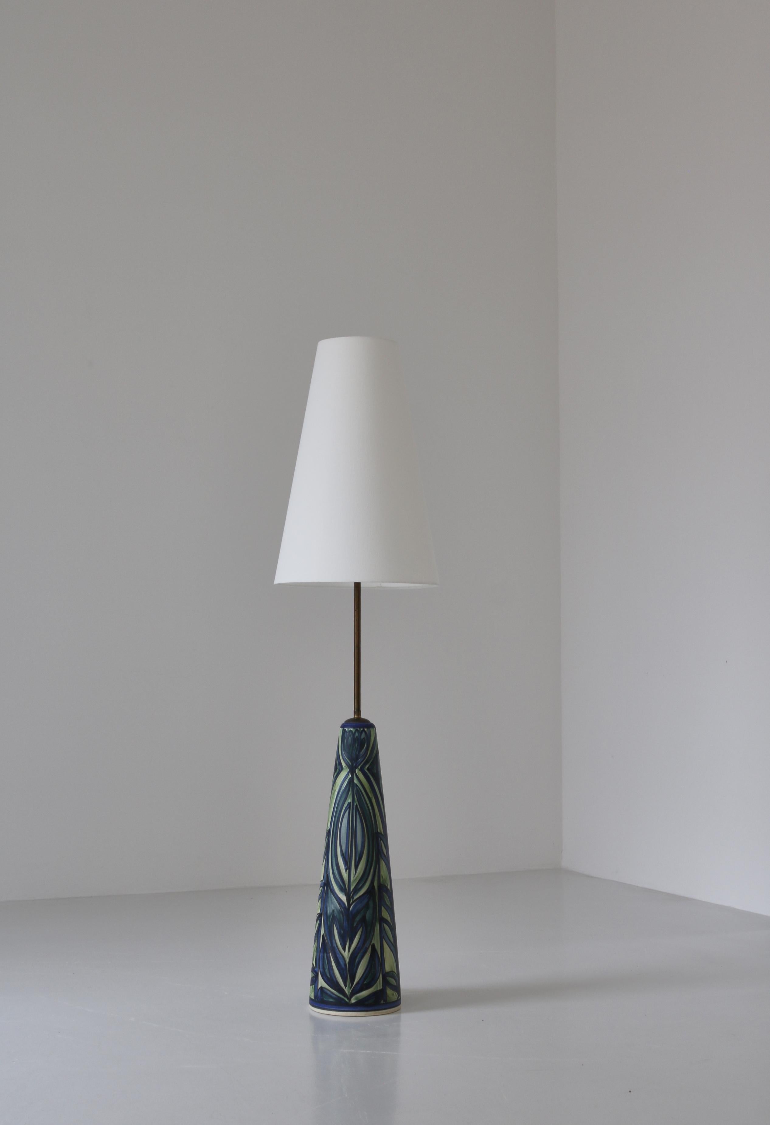 Large Blue Ceramic Floor Lamp Noomi Backhausen for Søholm, 1960s, Danish Modern For Sale 7