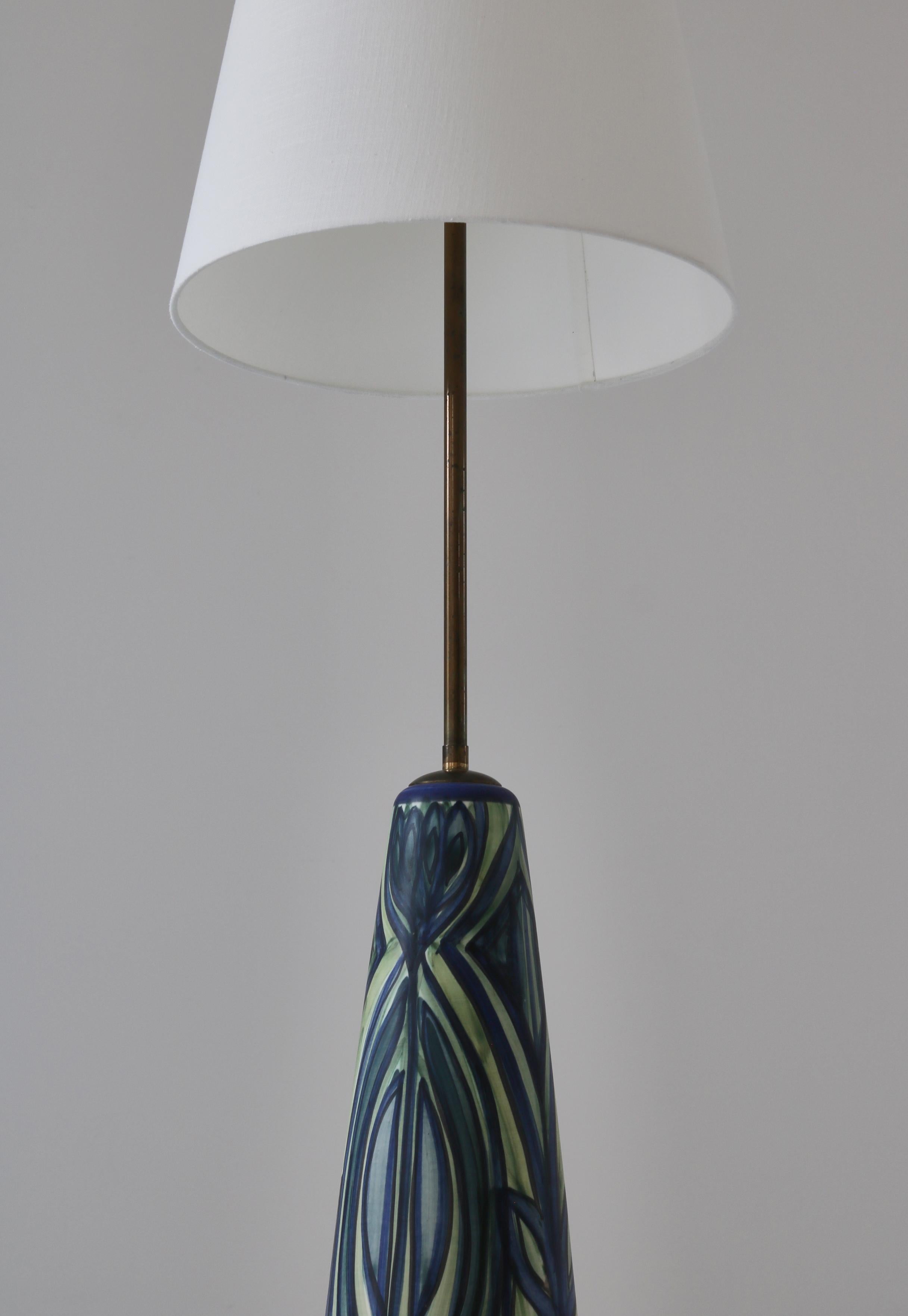 Große blaue Stehlampe aus Keramik Noomi Backhausen für Søholm, 1960er Jahre, Dänische Moderne (Skandinavische Moderne) im Angebot