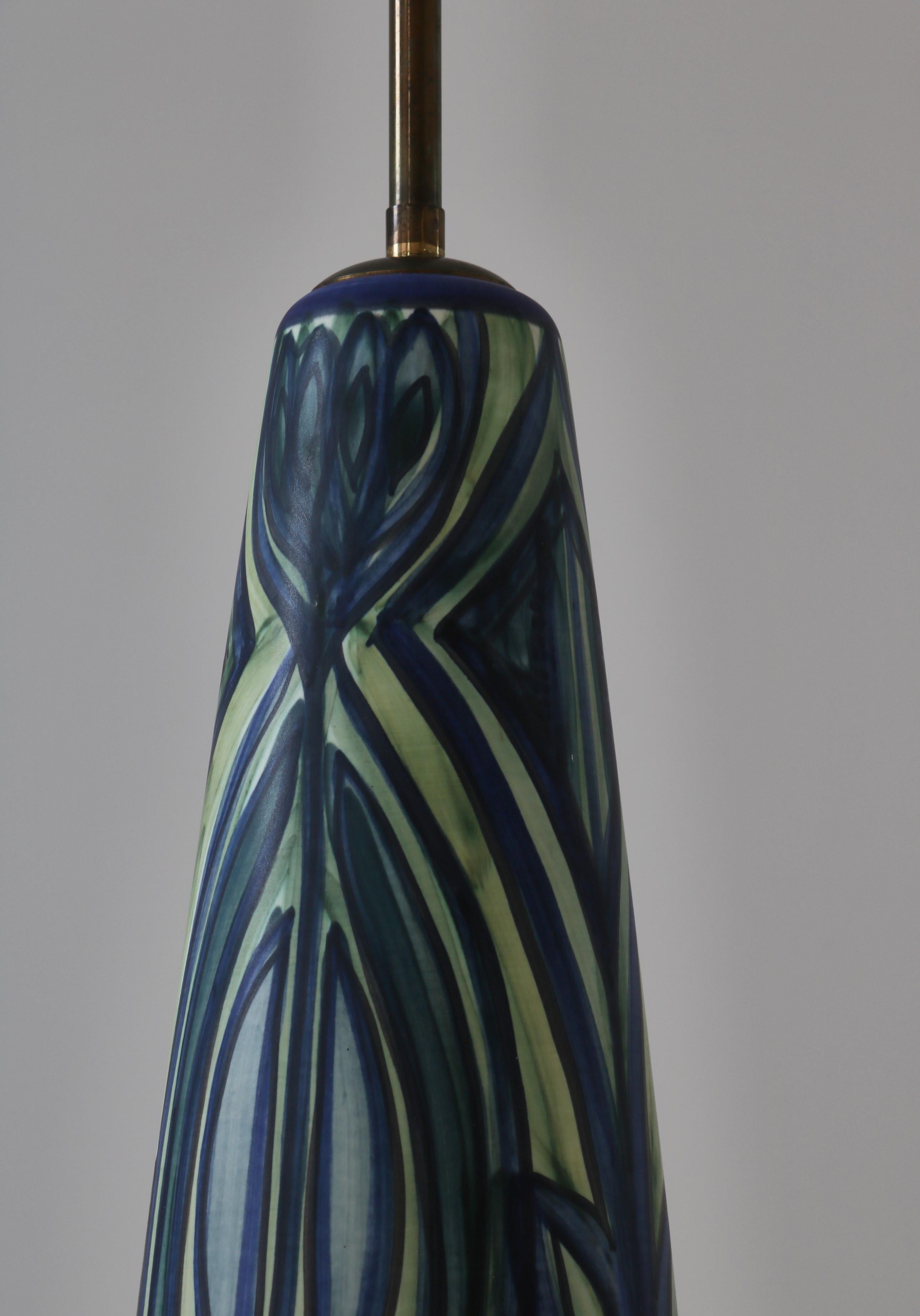 Milieu du XXe siècle Grand lampadaire en céramique bleu Noomi Backhausen pour Søholm, années 1960, style moderne danois en vente