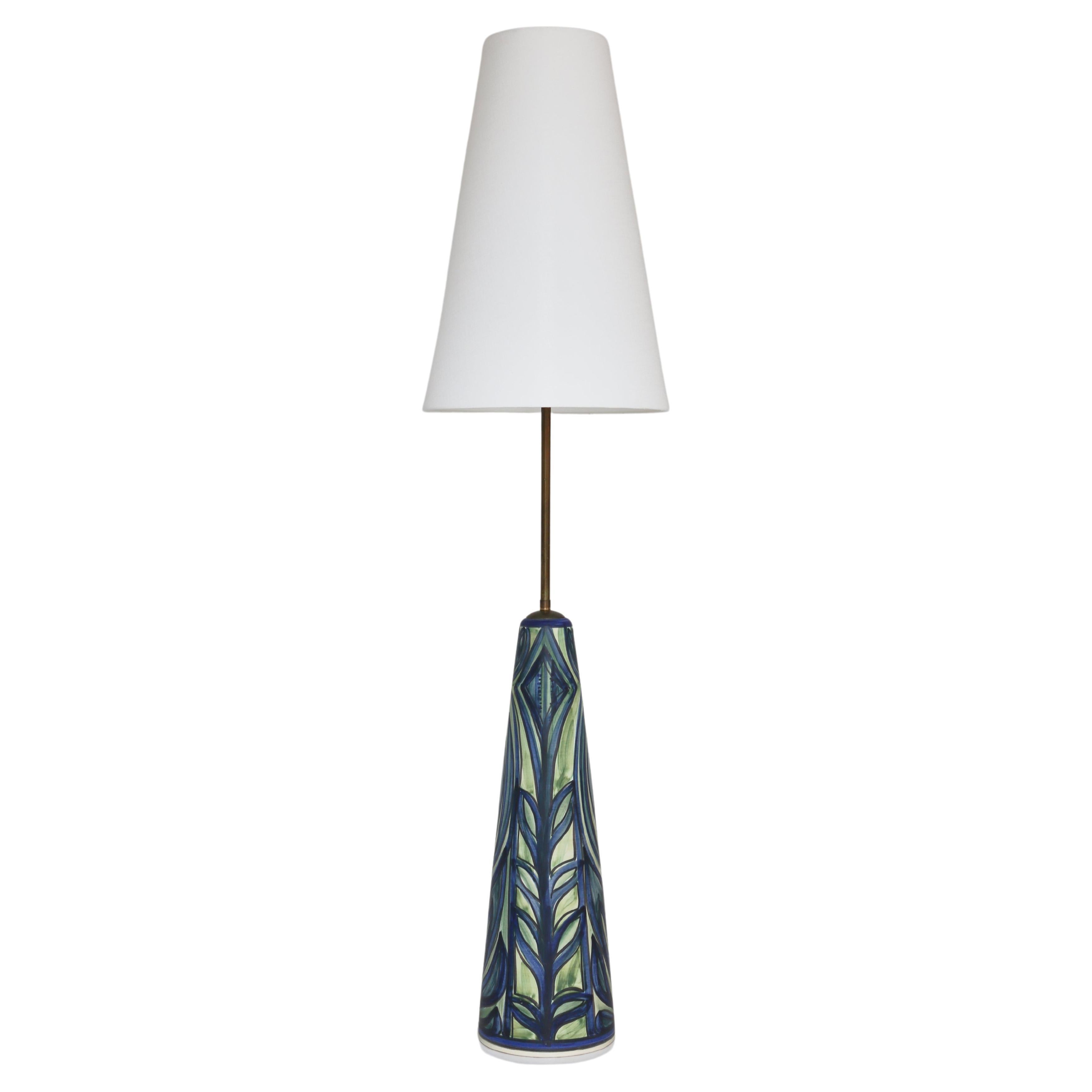 Large Blue Ceramic Floor Lamp Noomi Backhausen for Søholm, 1960s, Danish Modern