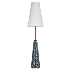 Retro Large Blue Ceramic Floor Lamp Noomi Backhausen for Søholm, 1960s, Danish Modern