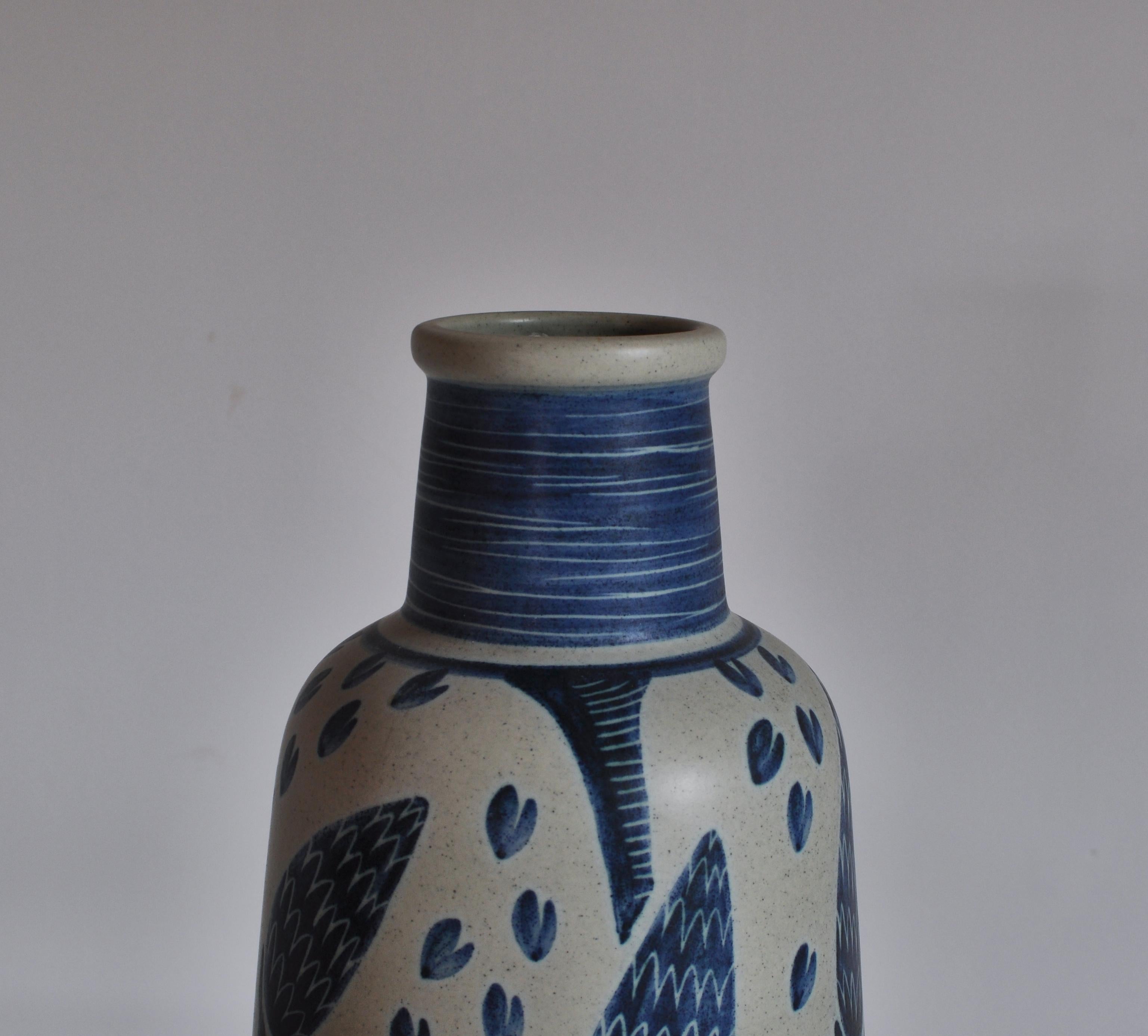 Large Blue Ceramic Floor Vase by Rigmor Nielsen for Søholm, 1960s Danish Modern In Good Condition In Odense, DK