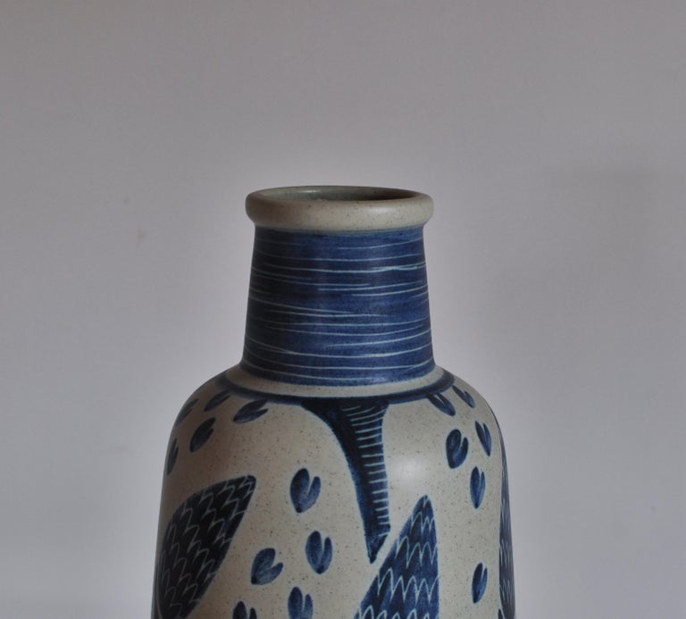 Large Blue Ceramic Floor Vase by Rigmor Nielsen for Søholm, 1960s ...