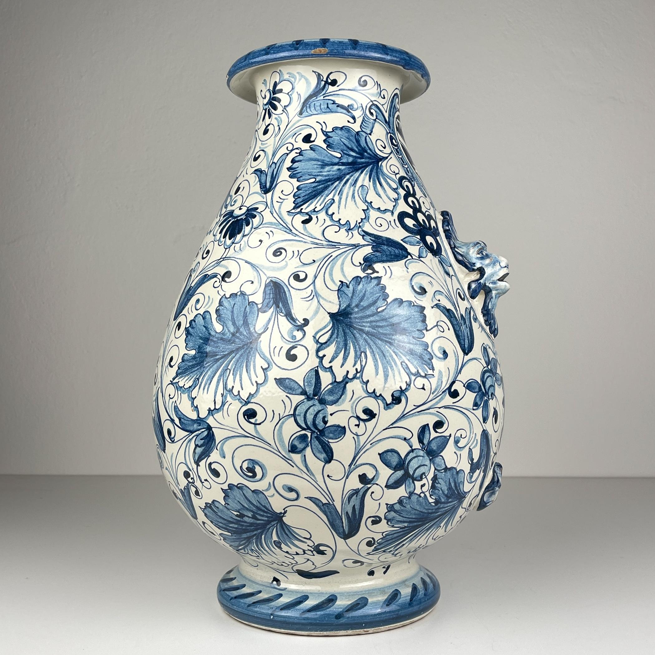Gran jarrón de cerámica azul de IMA de Montelupo Florentino, Italia años 80 en venta 5