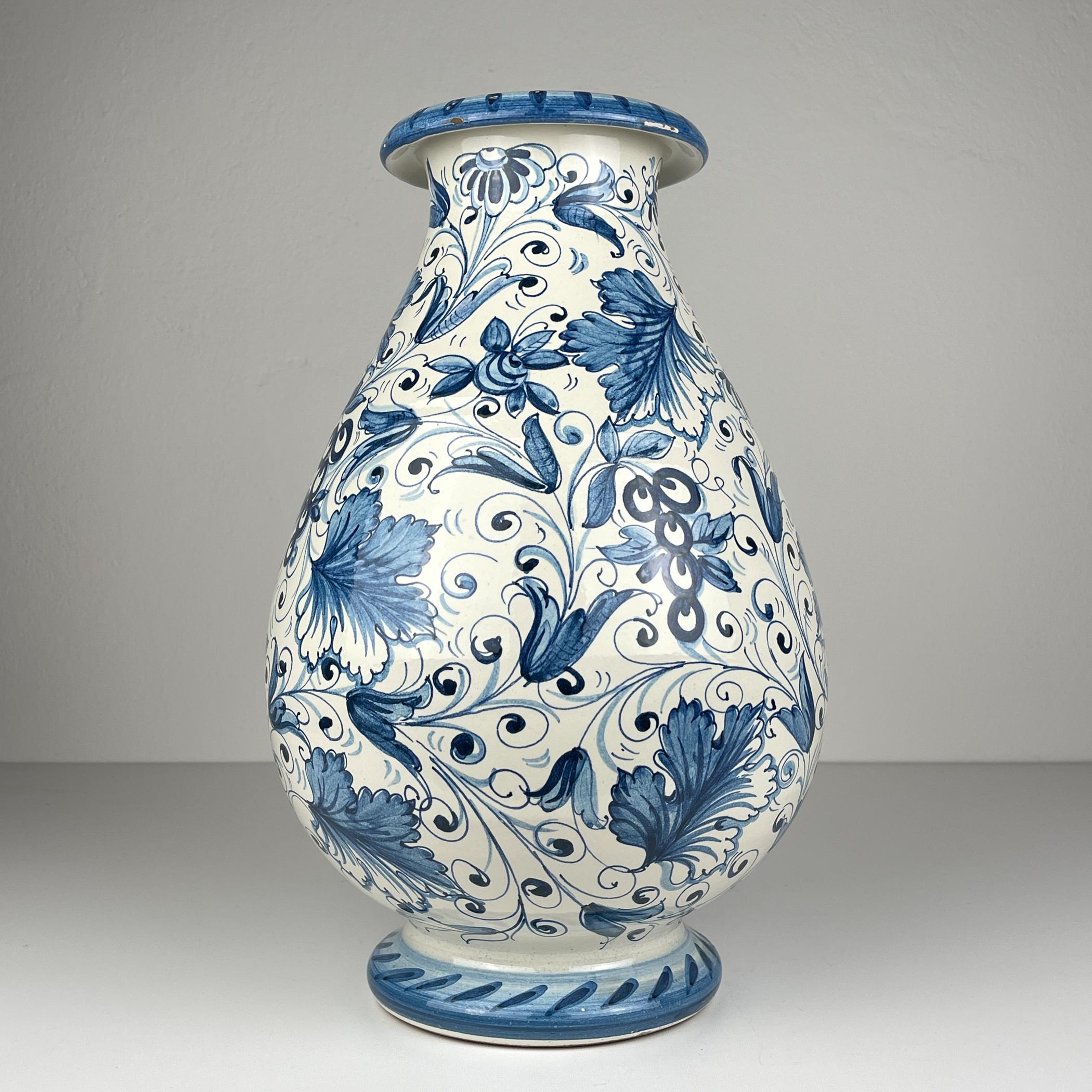 Gran jarrón de cerámica azul de IMA de Montelupo Florentino, Italia años 80 Italiano en venta