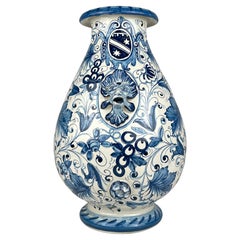 Large blue ceramic vase by IMA from Montelupo Florentino, Italy 1980s