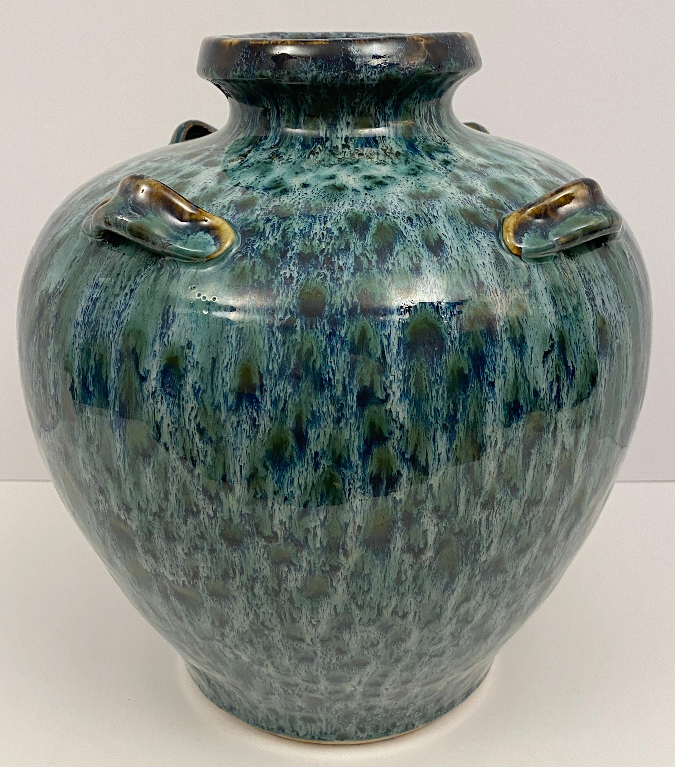 Vaso o fioriera grande in ceramica blu in vendita 1