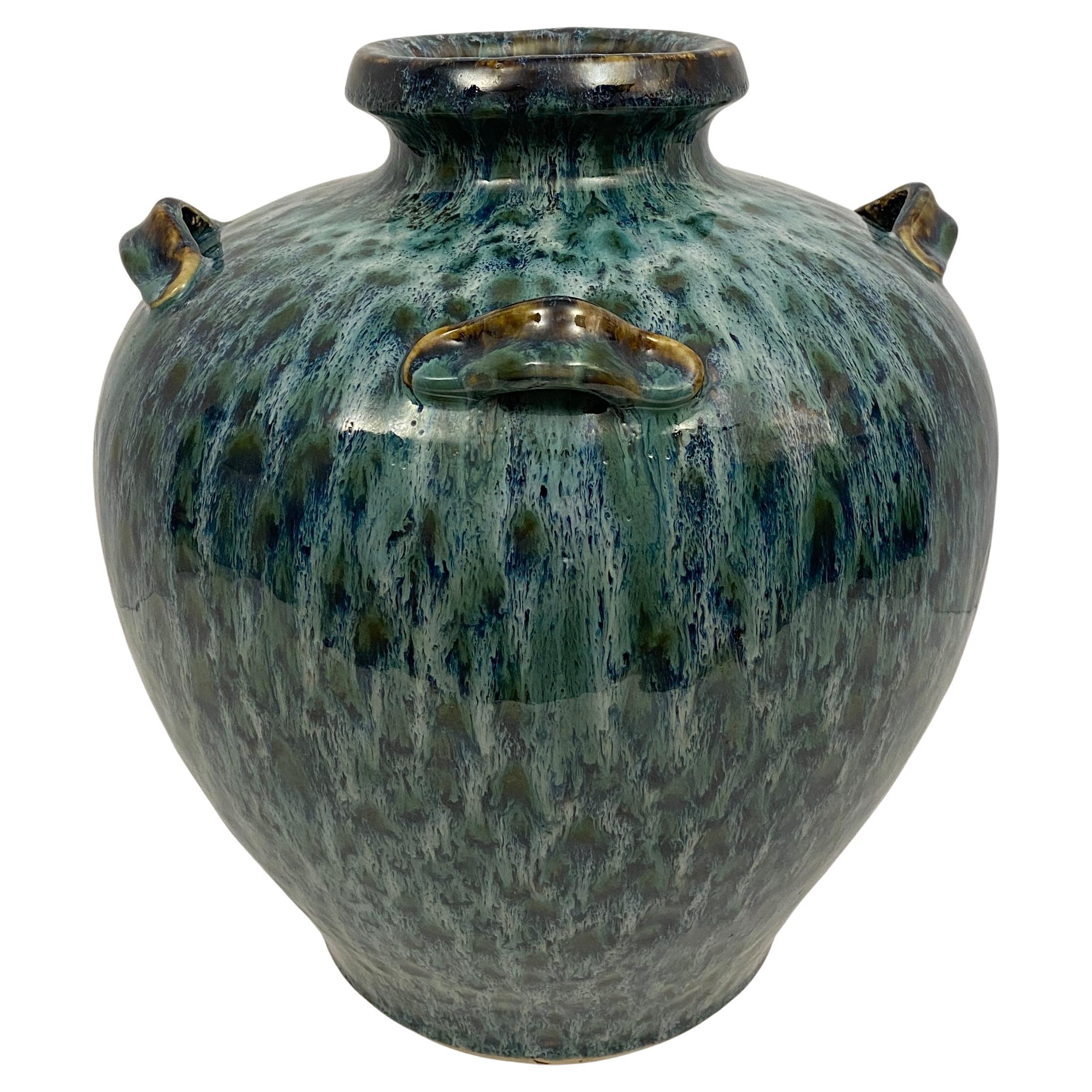 Large Blue Ceramic Vase or Planter