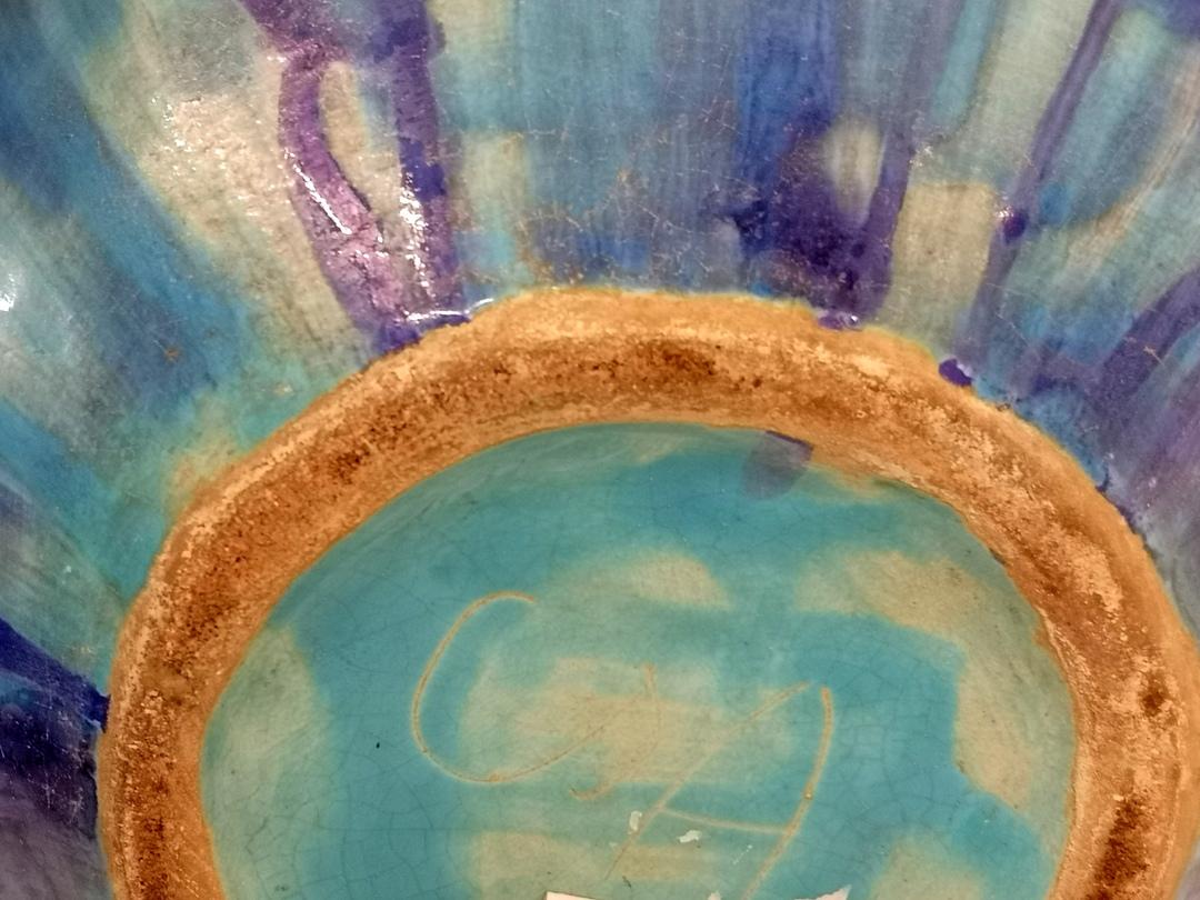 Large Blue Ceramic Vase, Signed, 1970s For Sale 2