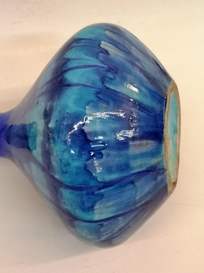 Large Blue Ceramic Vase, Signed, 1970s For Sale 3