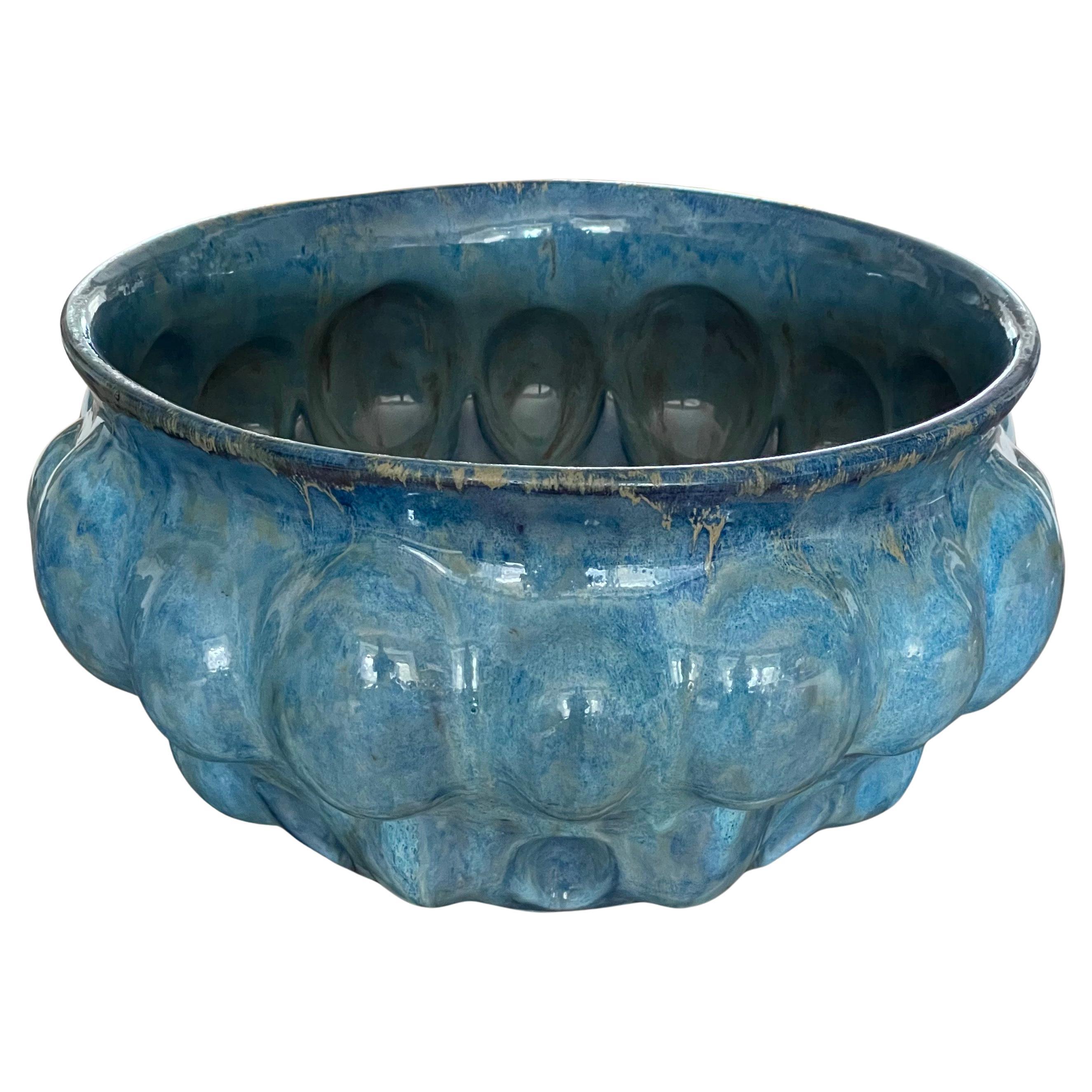 Large Blue Ceramic Vessel Italian Contemporary Unique Piece