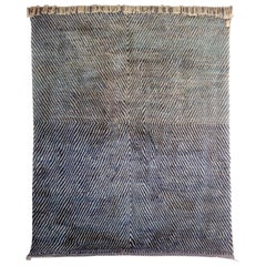 Large Blue Contemporary Moroccan Berber Rug