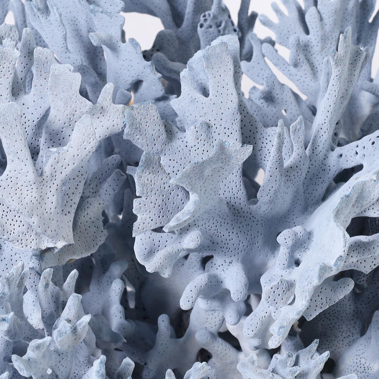 British Colonial Large Blue Coral Sculpture on Lucite