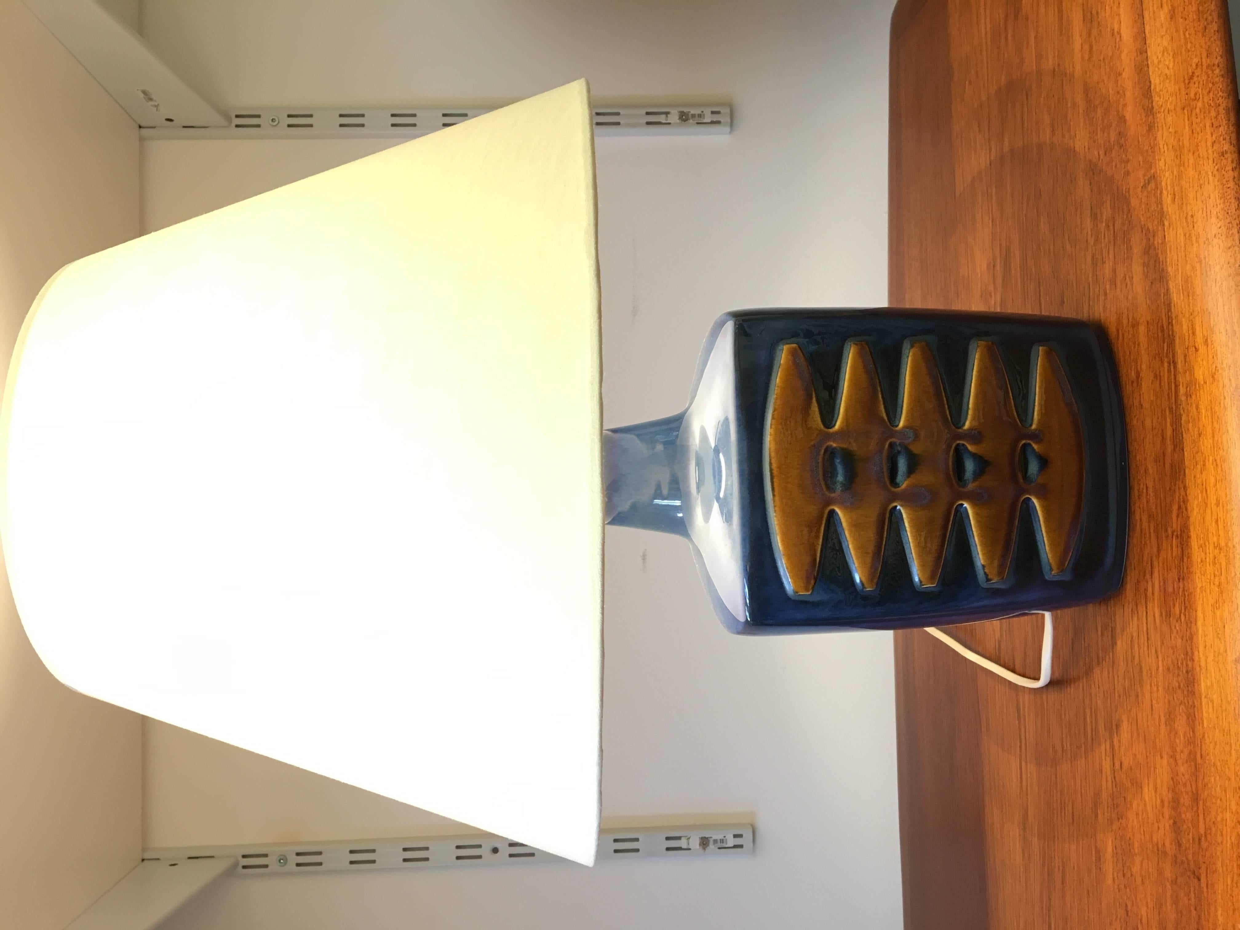 Large Blue Danish Table Lamps by Einar Johansen for Soholm, Set of Two 11