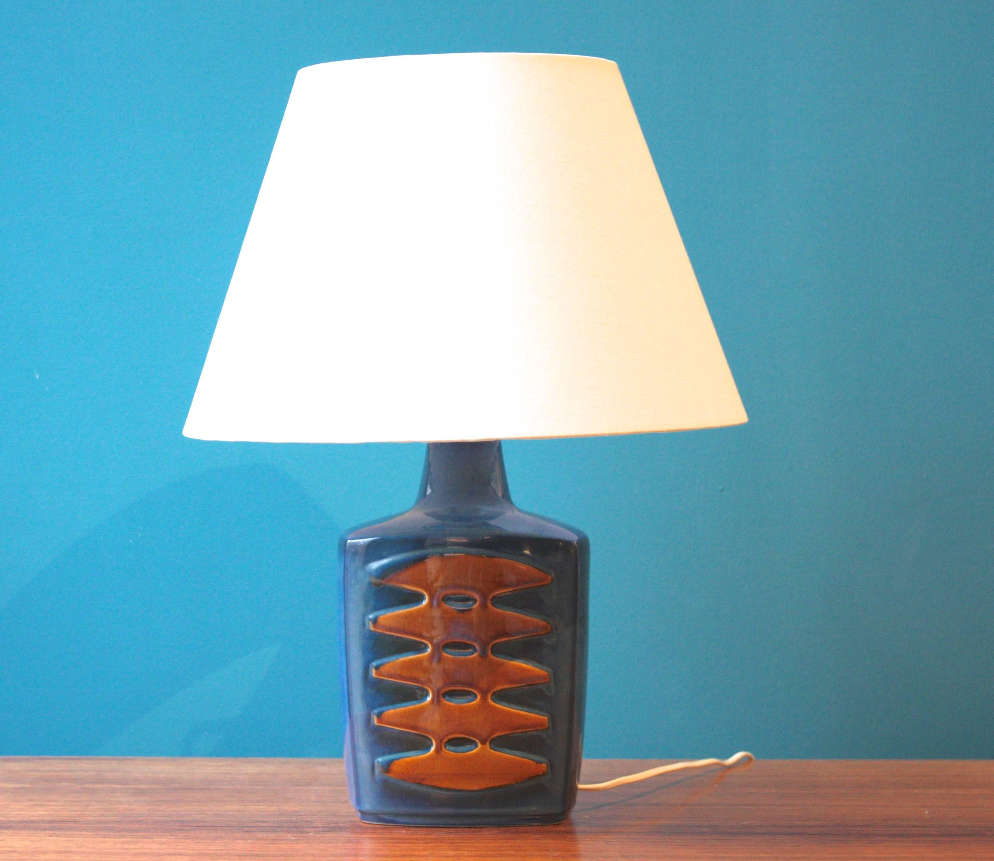 Mid-Century Modern Large Blue Danish Table Lamps by Einar Johansen for Soholm, Set of Two