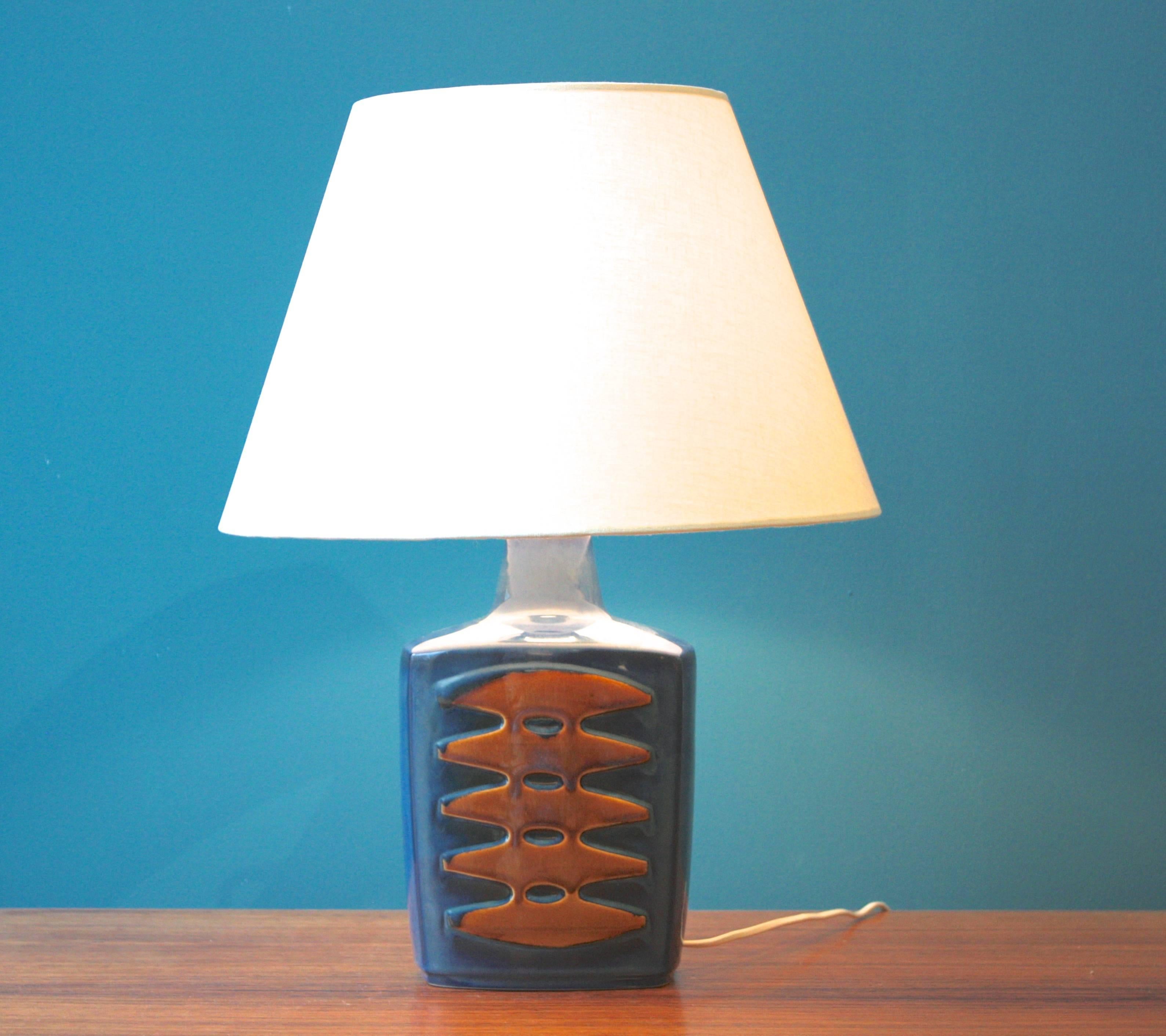 Large Blue Danish Table Lamps by Einar Johansen for Soholm, Set of Two In Good Condition In Berlin, DE