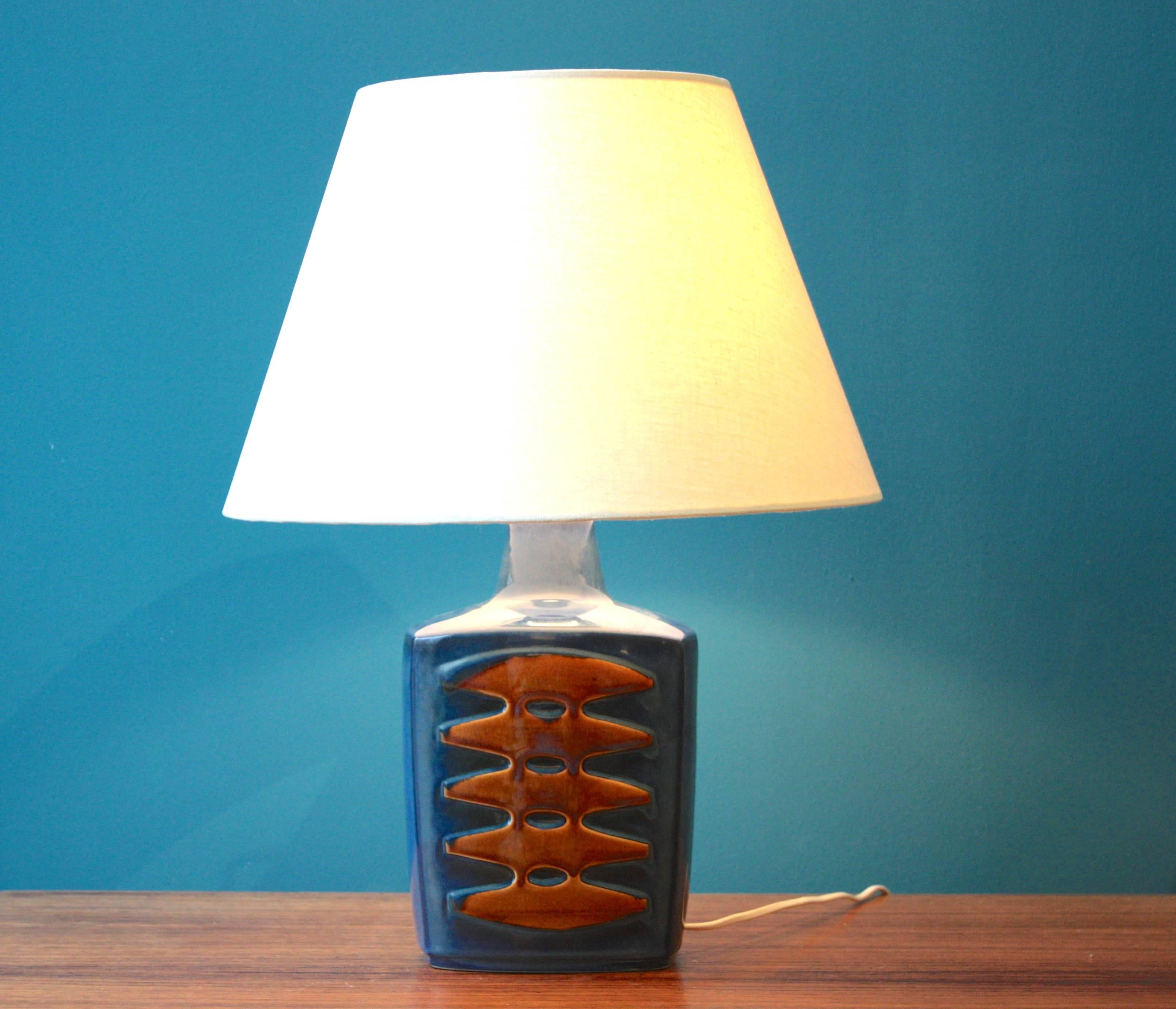 20th Century Large Blue Danish Table Lamps by Einar Johansen for Soholm, Set of Two