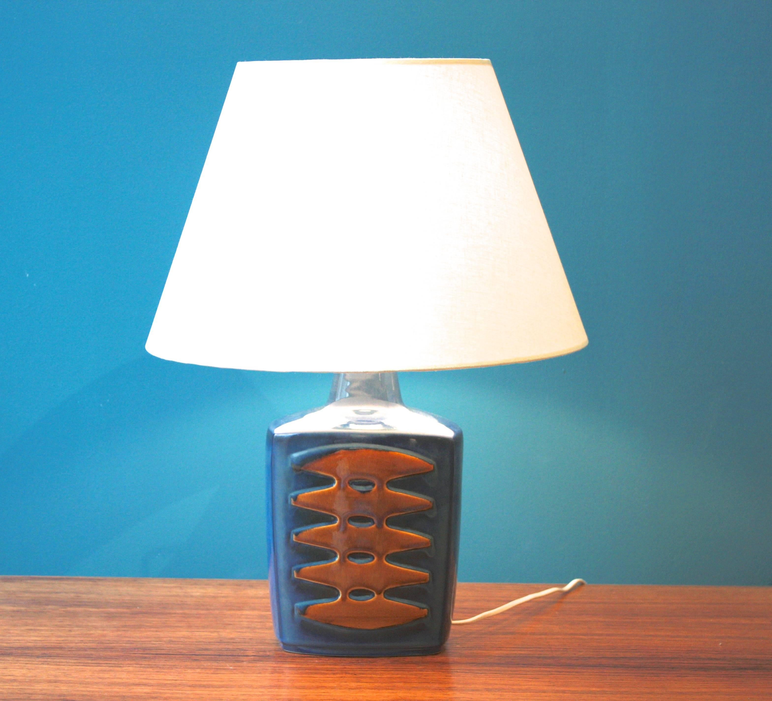 Large Blue Danish Table Lamps by Einar Johansen for Soholm, Set of Two 1