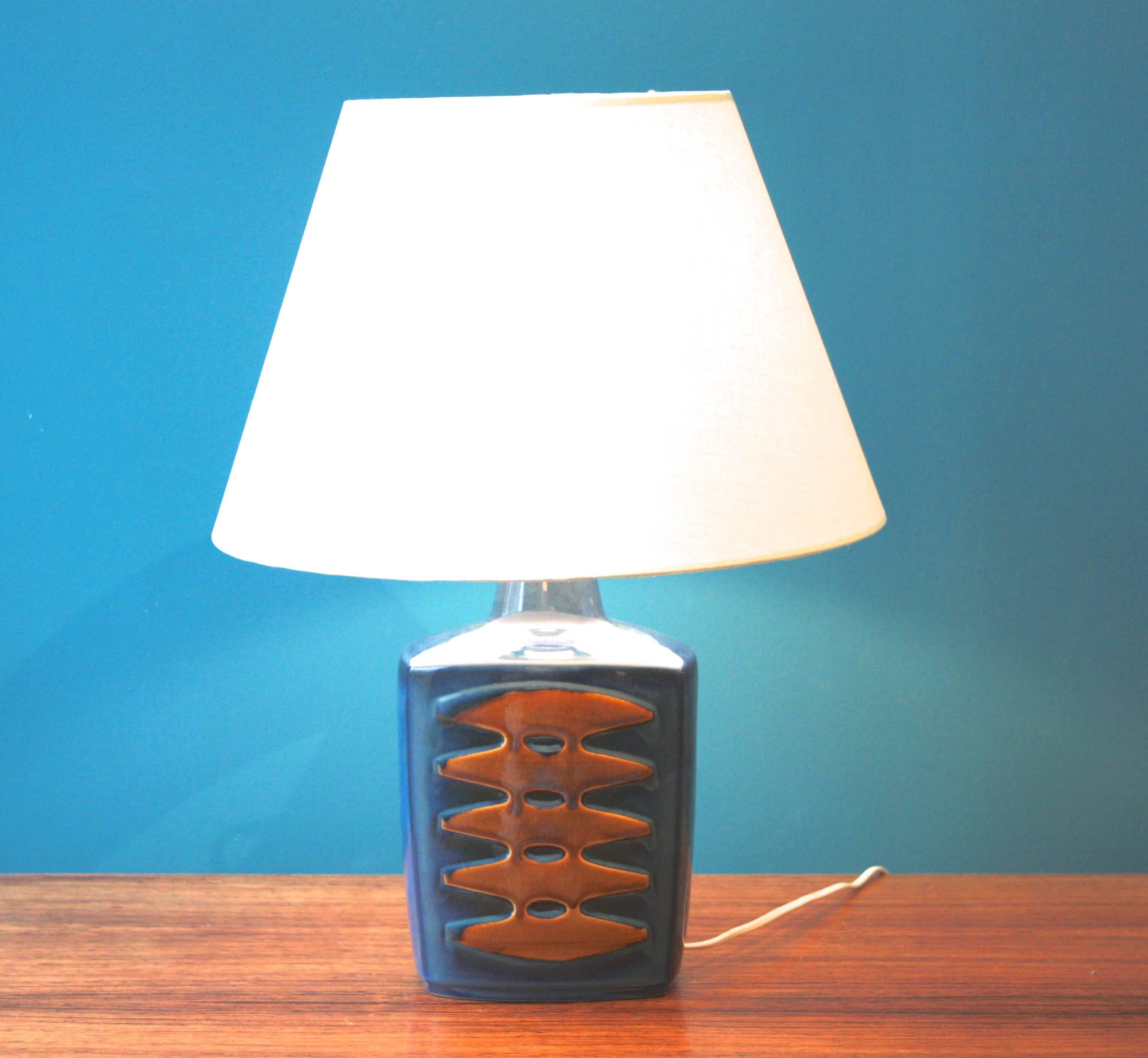 Large Blue Danish Table Lamps by Einar Johansen for Soholm, Set of Two 2