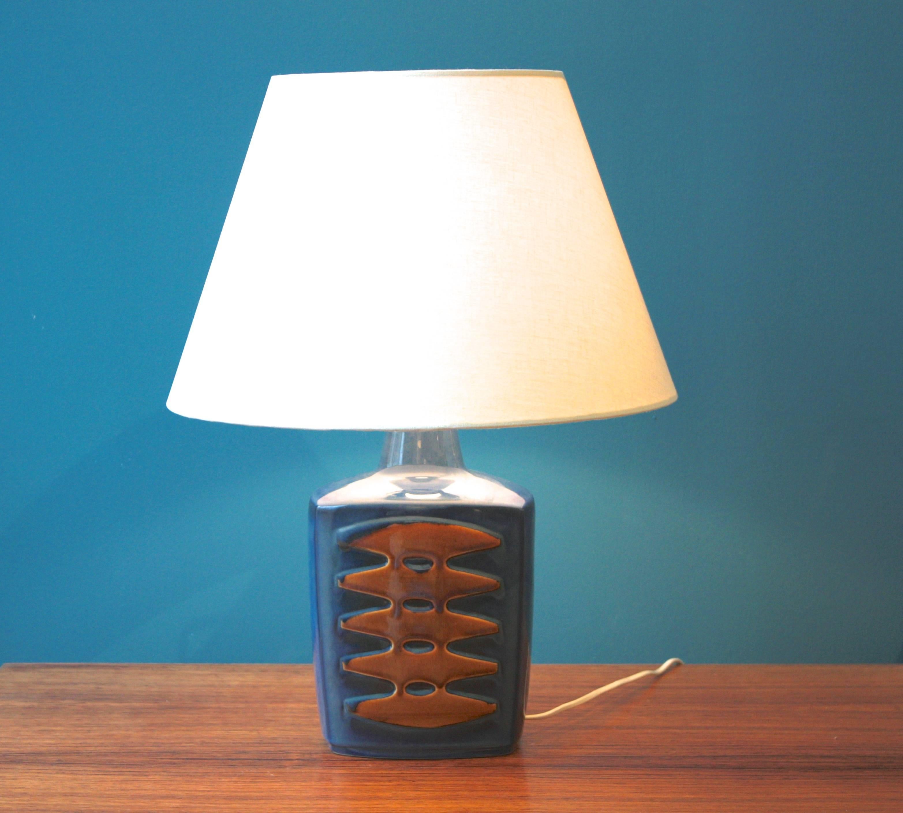 Large Blue Danish Table Lamps by Einar Johansen for Soholm, Set of Two 4