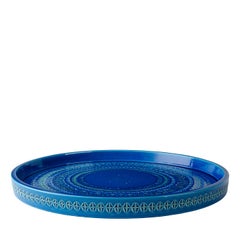 Large Blue Decorative Plate by Aldo Londi