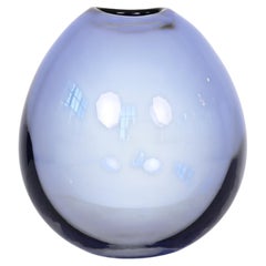 Grand vase en verre bleu en forme de goutte par Per Lütken pour Holmegaard, années 1950, Danemark
