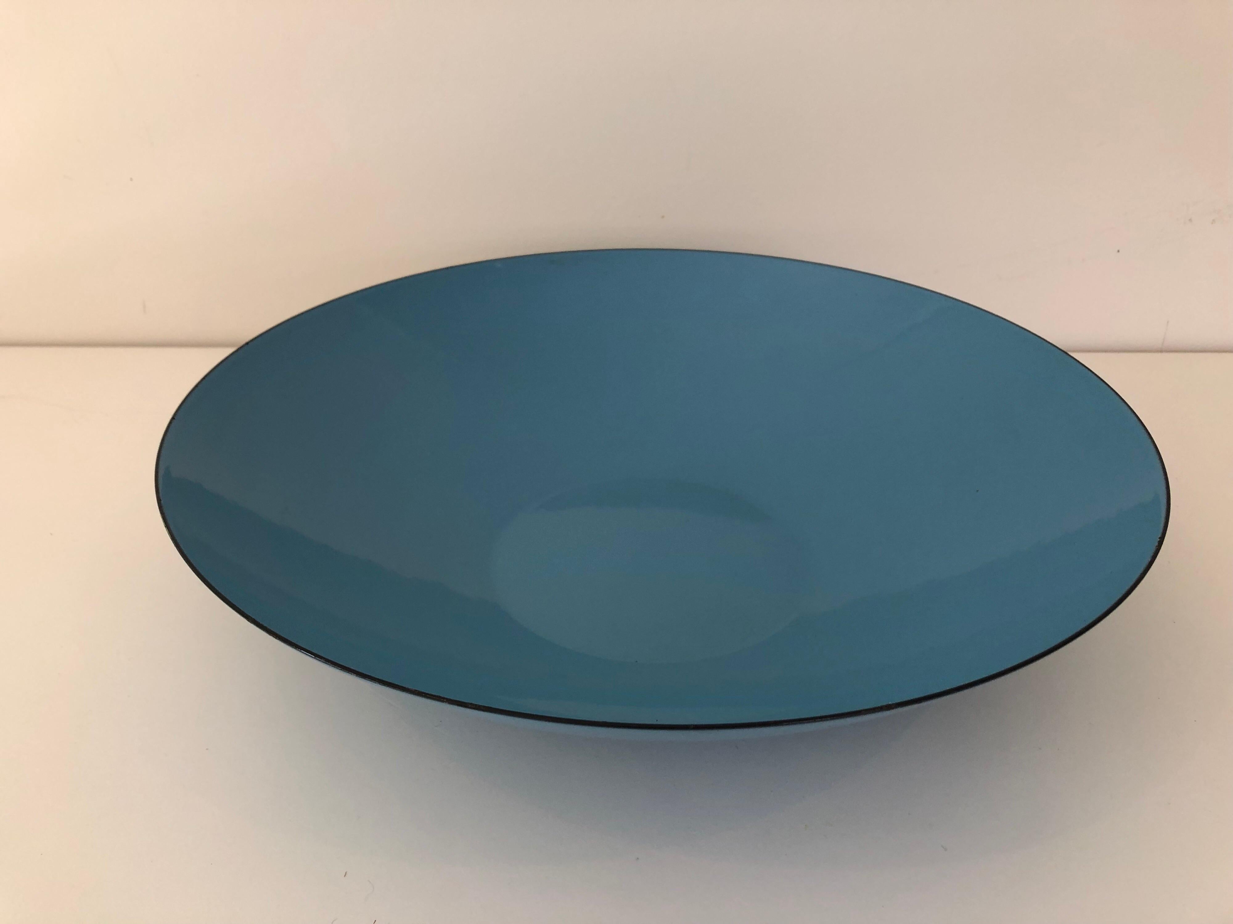 A large blue enamel Krenit bowl by Herbert Krenchel.