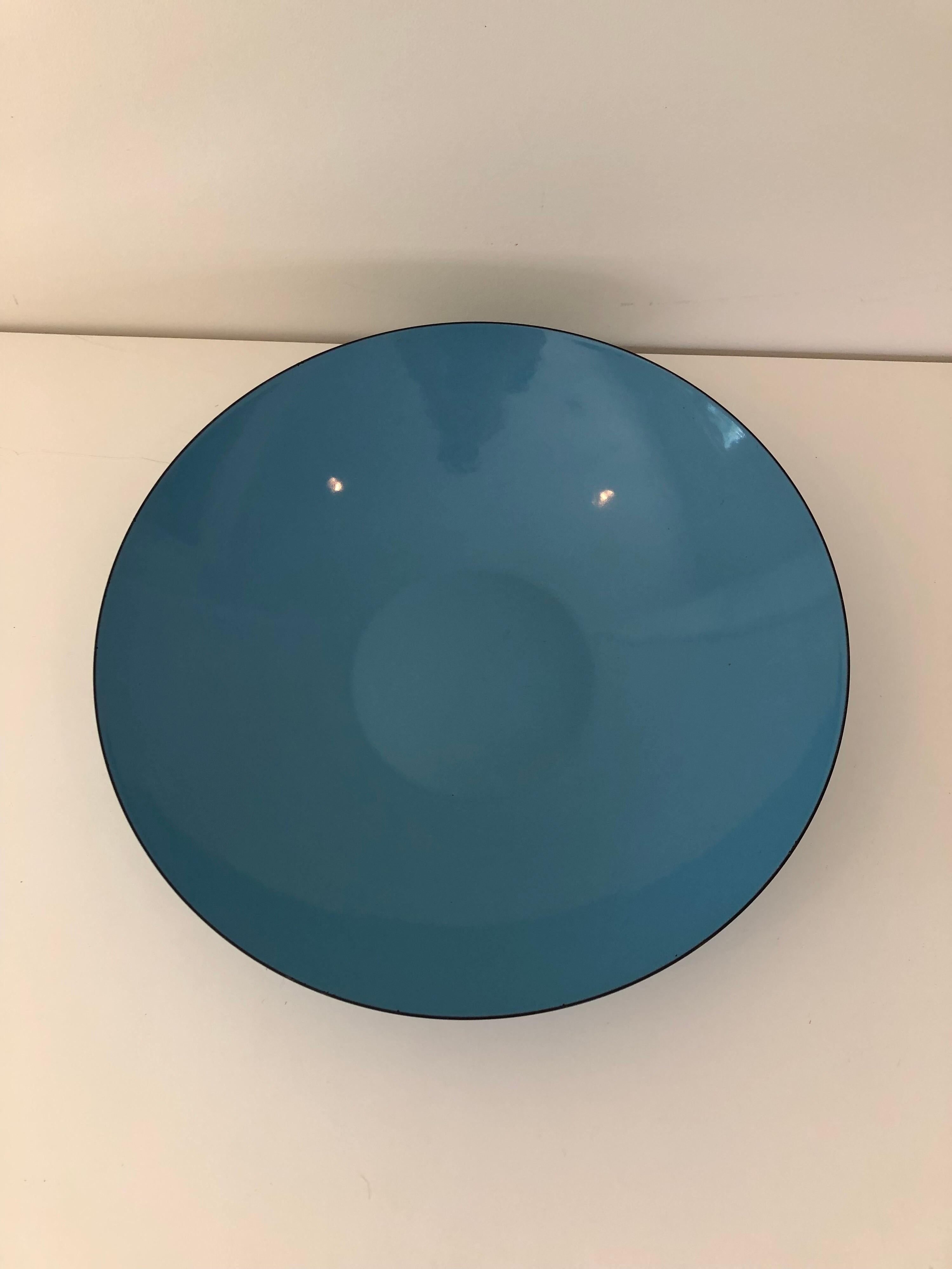 Danish Large Blue Enamel Krenit Bowl by Herbert Krenchel For Sale