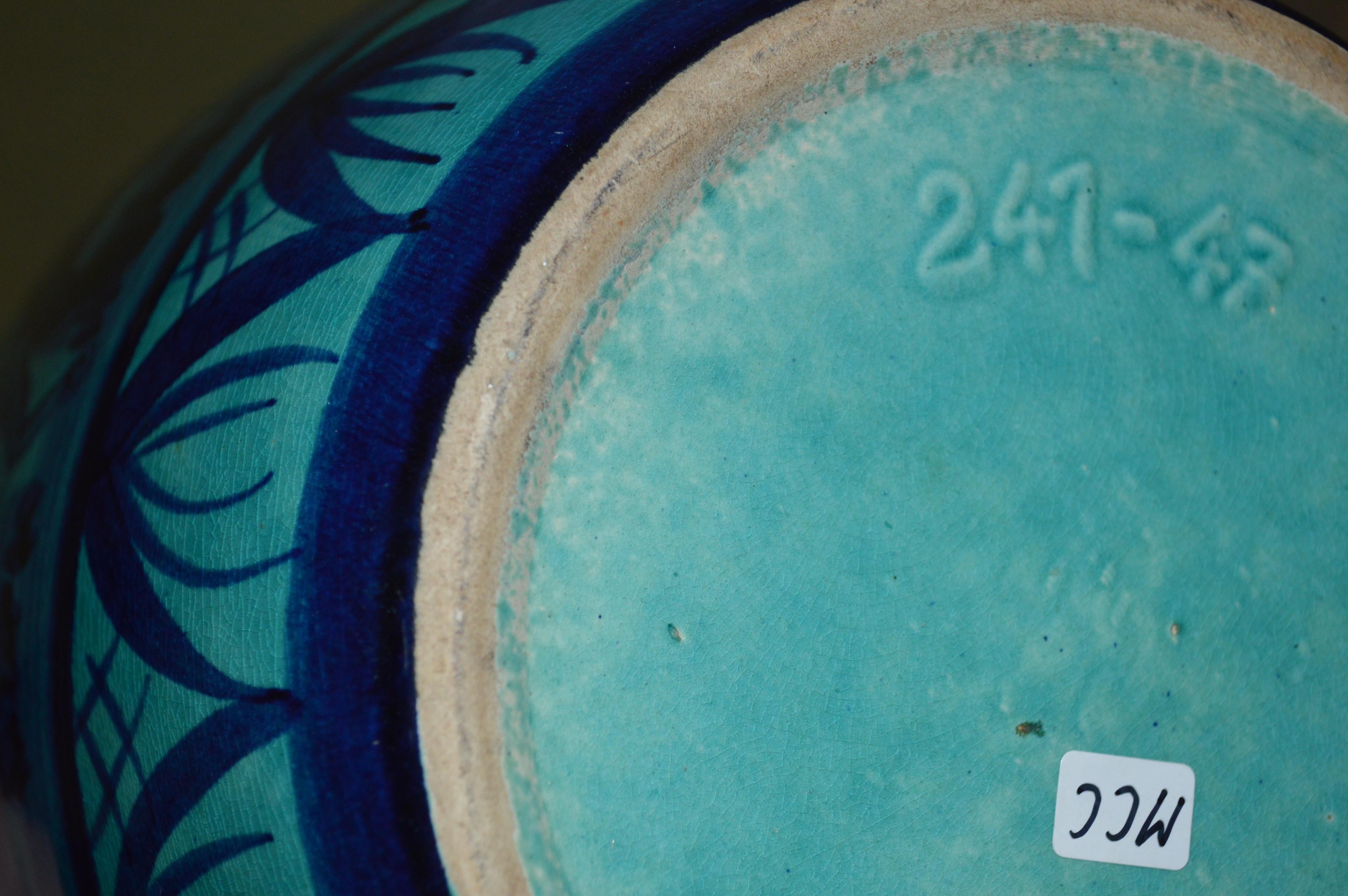 Large Blue Porcelain Floor Vase With Hunting Motive 