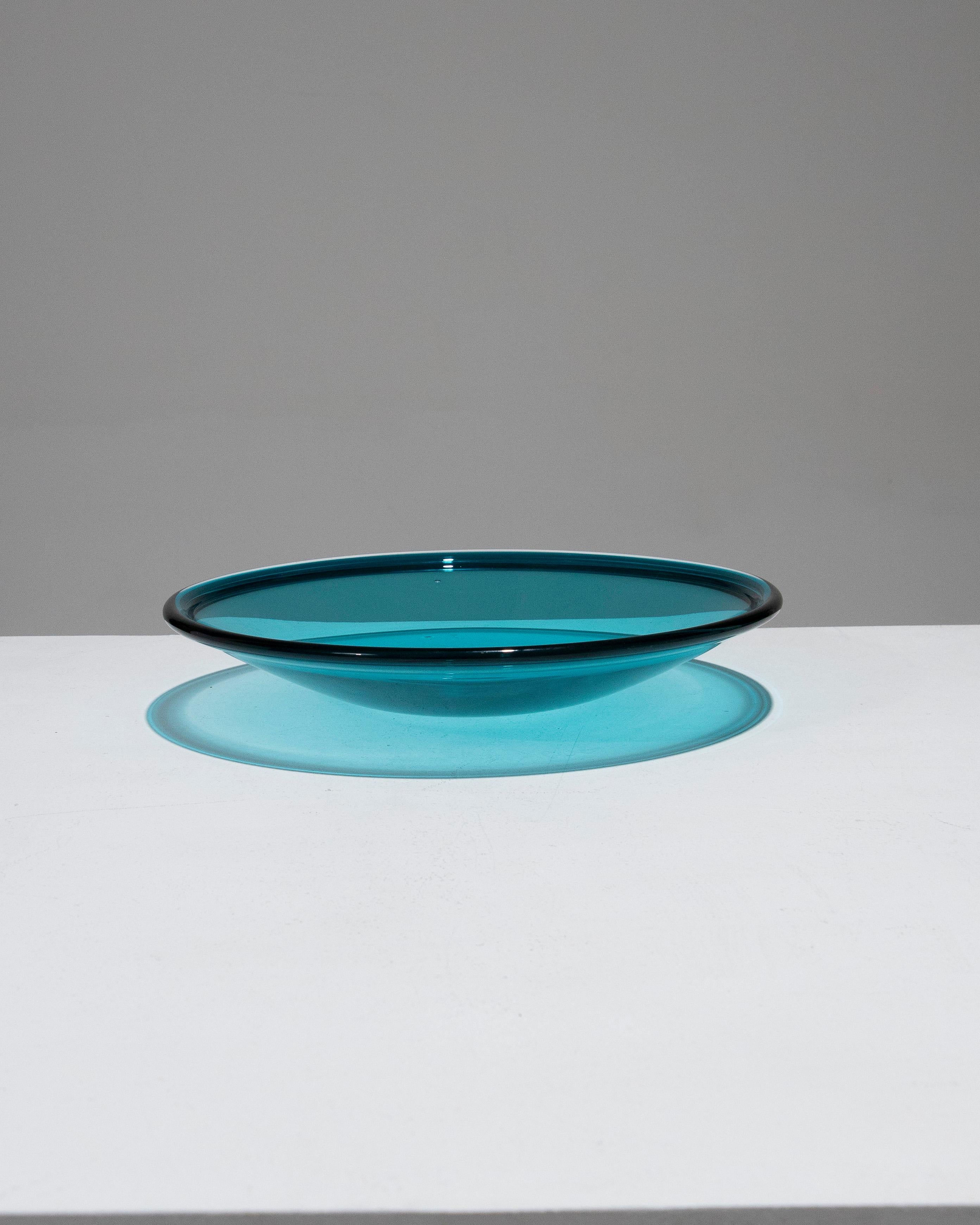 Mid-Century Modern Large Blue Glass Bowl, 1950s For Sale
