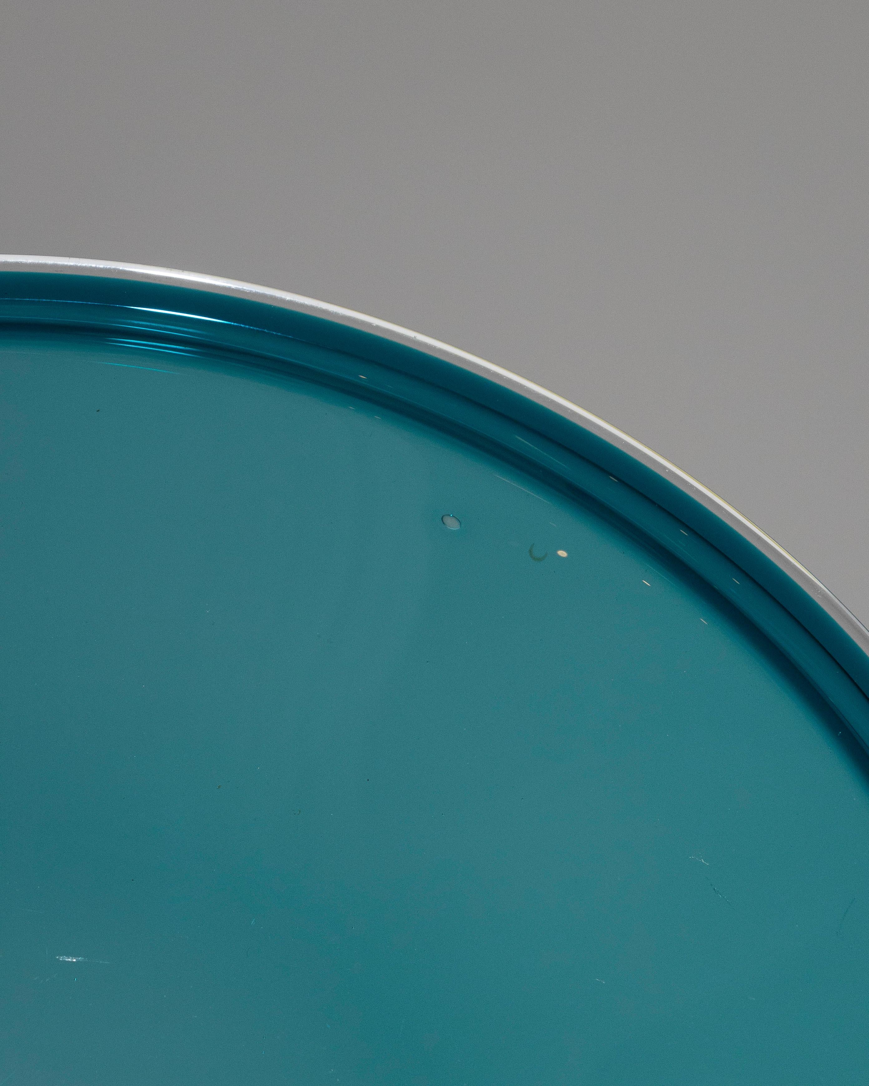 Large Blue Glass Bowl, 1950s For Sale 1
