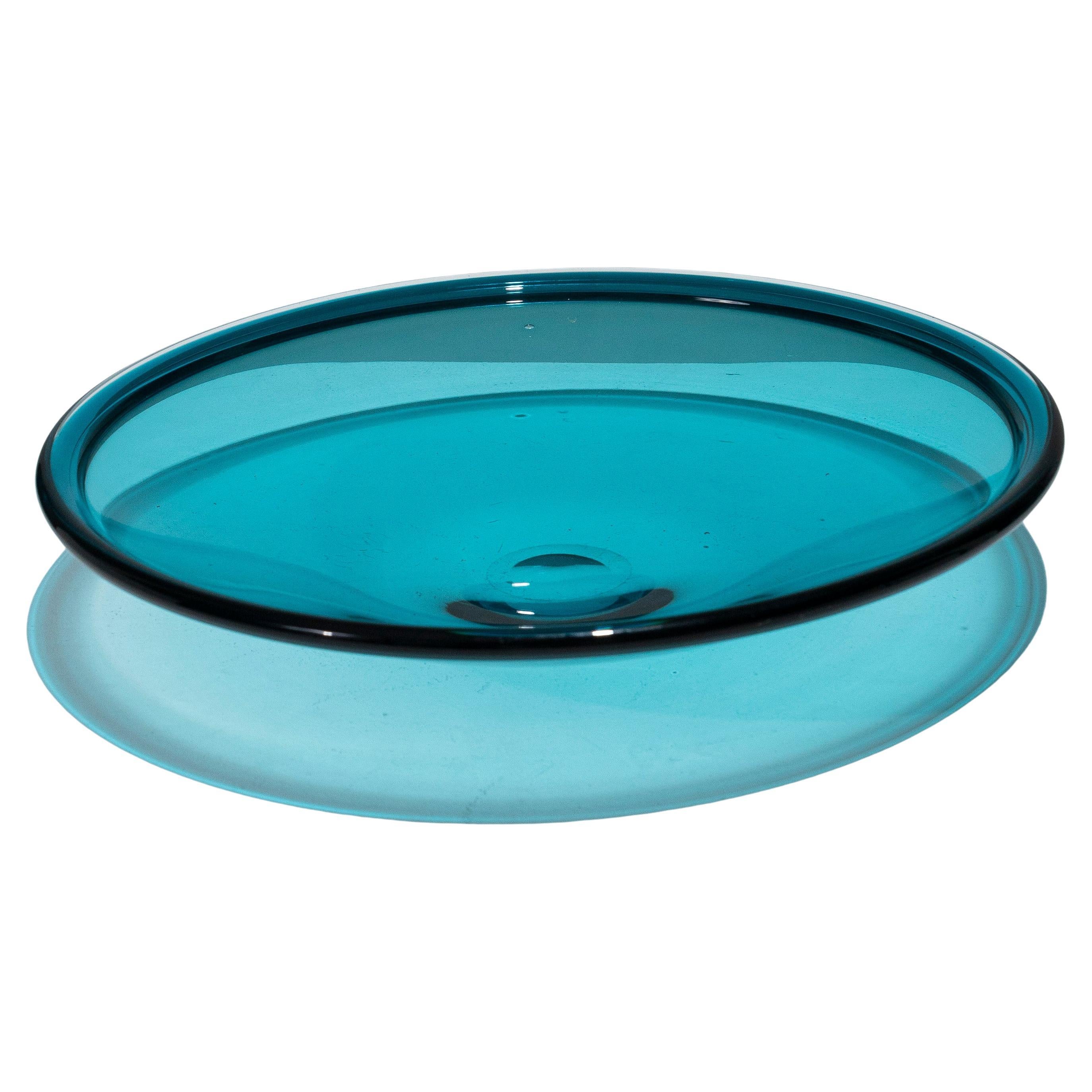 Grand bol en verre bleu, années 1950