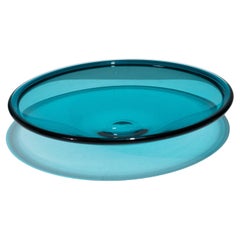 Grand bol en verre bleu, années 1950