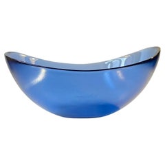 Large Blue Glass Bowl by Per Lütken for Holmegaard, 1980s