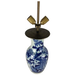 Large Blue-Glazed French Porcelain Table Lamp
