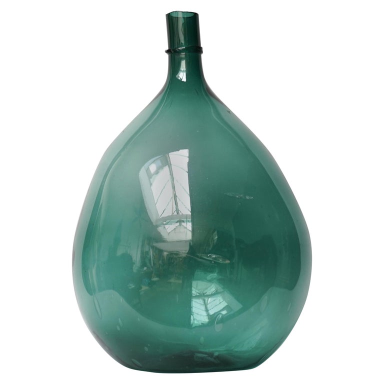 Large Blue-Green Italian 19th Century Demi John Hand Blown Glass Wine Bottle  at 1stDibs | hand blown glass bottle, demi bottle, large demijohn bottle