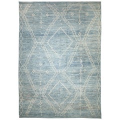 Large Blue Green Modern Moroccan Style Rug. Size: 13 ft 7 in x 19 ft 5 in