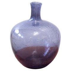 Large blue hand blown glass vase by Erik Höglund, Kosta 1950s