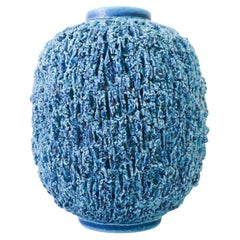 Large Blue Hedgehog Vase, Ceramic, Gunnar Nylund Rörstrand, Scandinavian Modern
