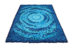 Large Blue High Pile Rya Rug by Strehog Norden