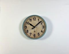 Große blaue Industriefabrik-Wanduhr von Chronotechna, 1950er Jahre