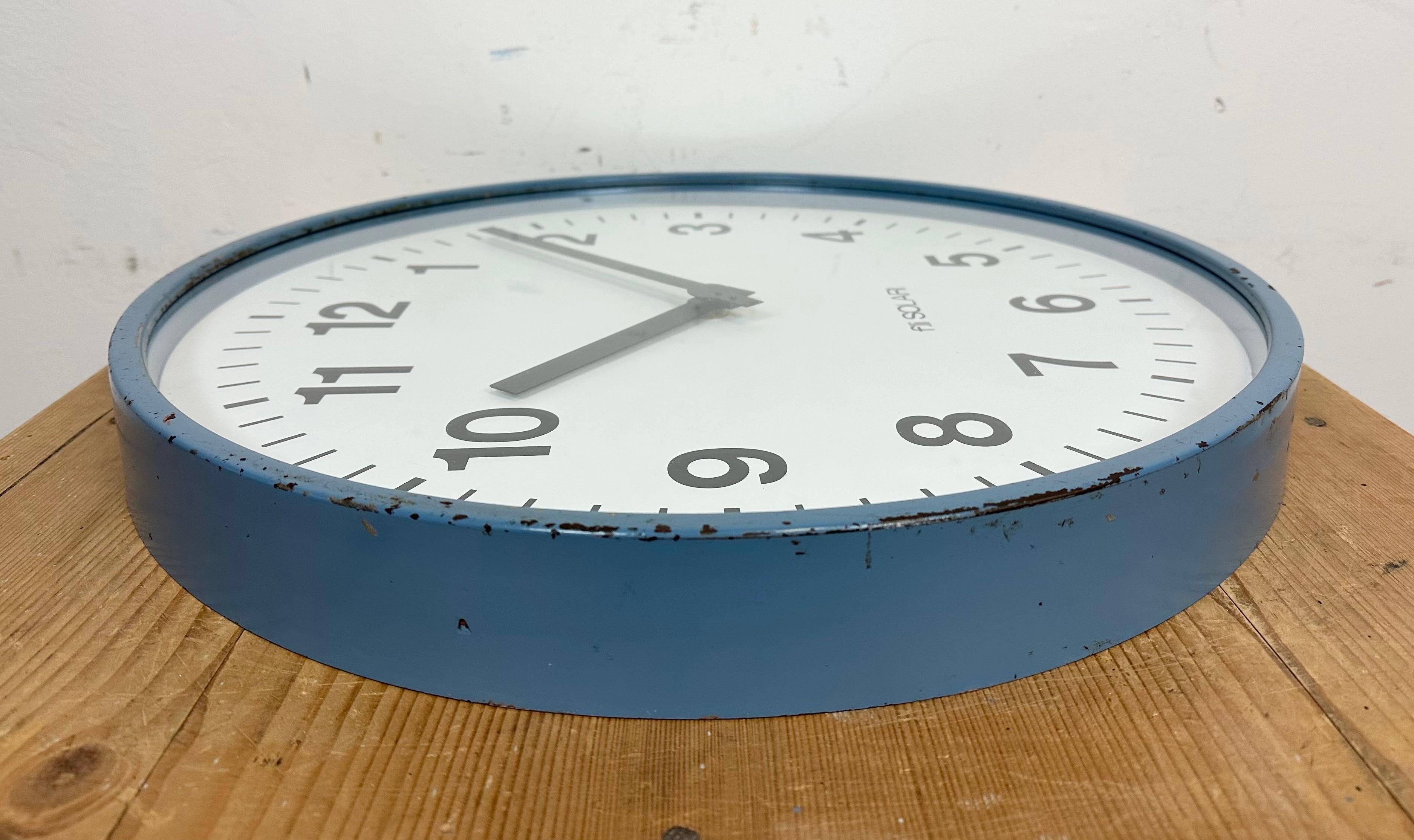 Large Blue Industrial Italian Wall Clock from Fratelli Solari Udine ...