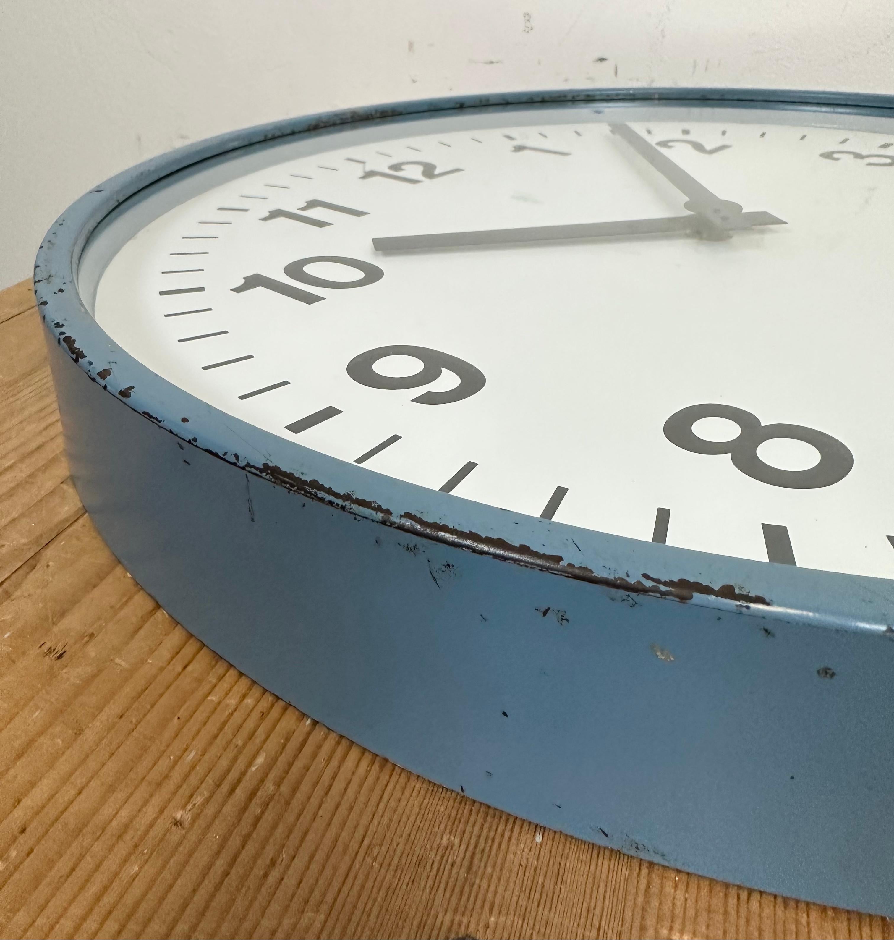 Large Blue Industrial Italian Wall Clock from Fratelli Solari Udine ...