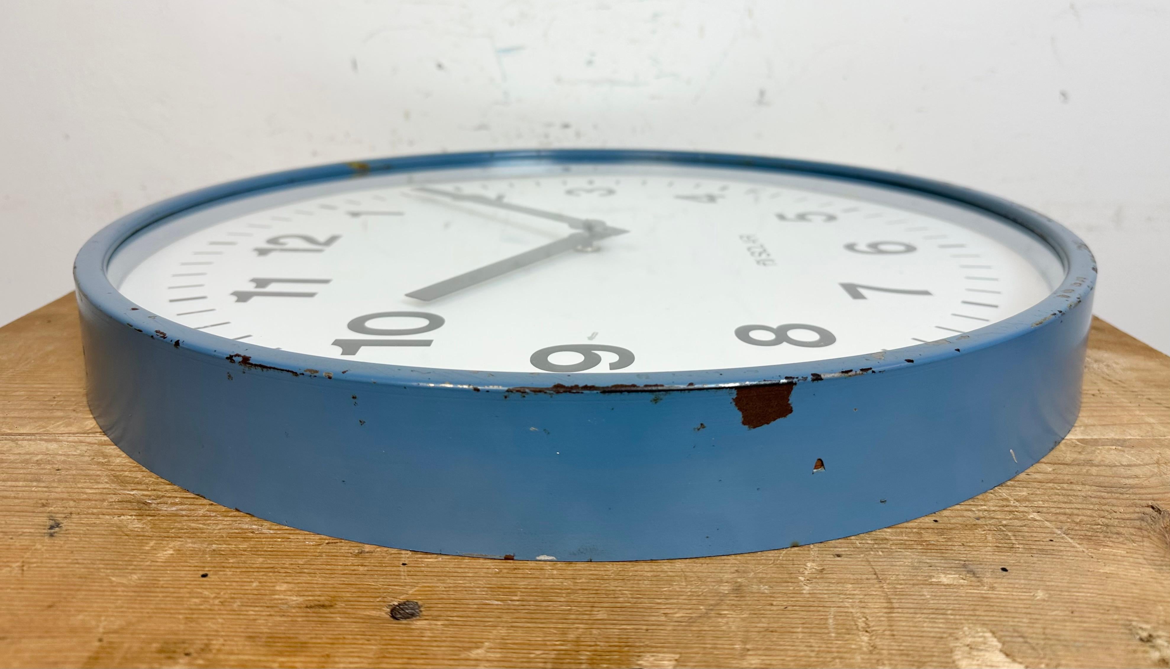 Large Blue Industrial Italian Wall Clock from Fratelli Solari Udine, 1970s 10