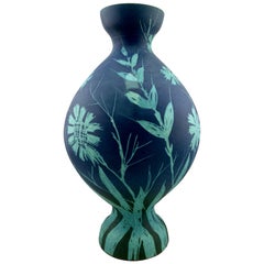 Large Blue Italian Vase by Alvino Bagni for Raymor, Mid-Century Modern