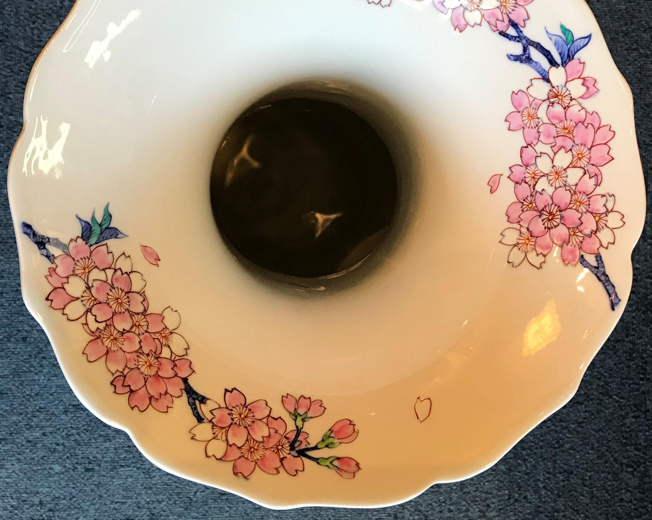 Gold Large Blue Pink Japanese Gilded Porcelain Vase by Contemporary Master Artist