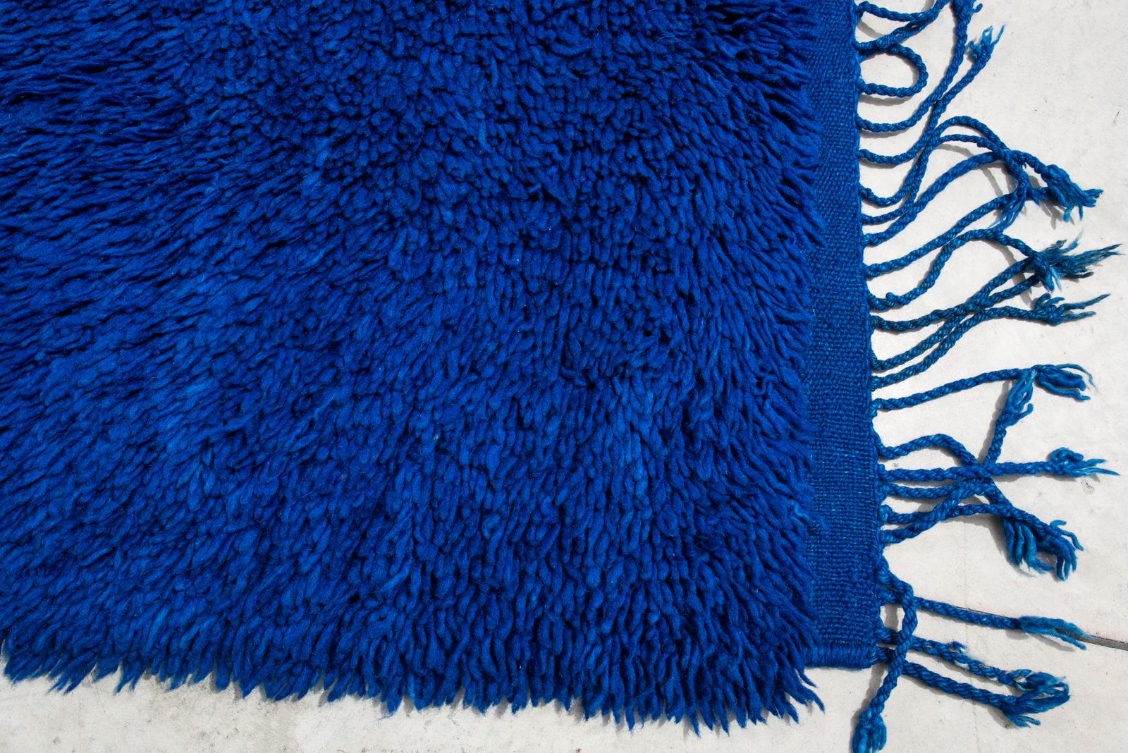 Contemporary Large Blue Moroccan Carpet or Rug For Sale
